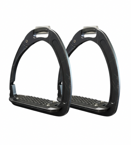 Red Equus Aluminium Safety Stirrups- Black